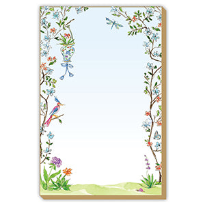 Luxe Large Notepad Handpainted Blue Enchanted Garden