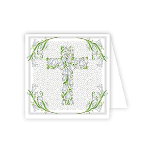 Gray Tulip Cross Handpainted Enclosure Card