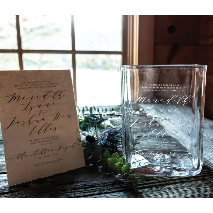 Engraved Weston Vase with Wedding Invitation - Large