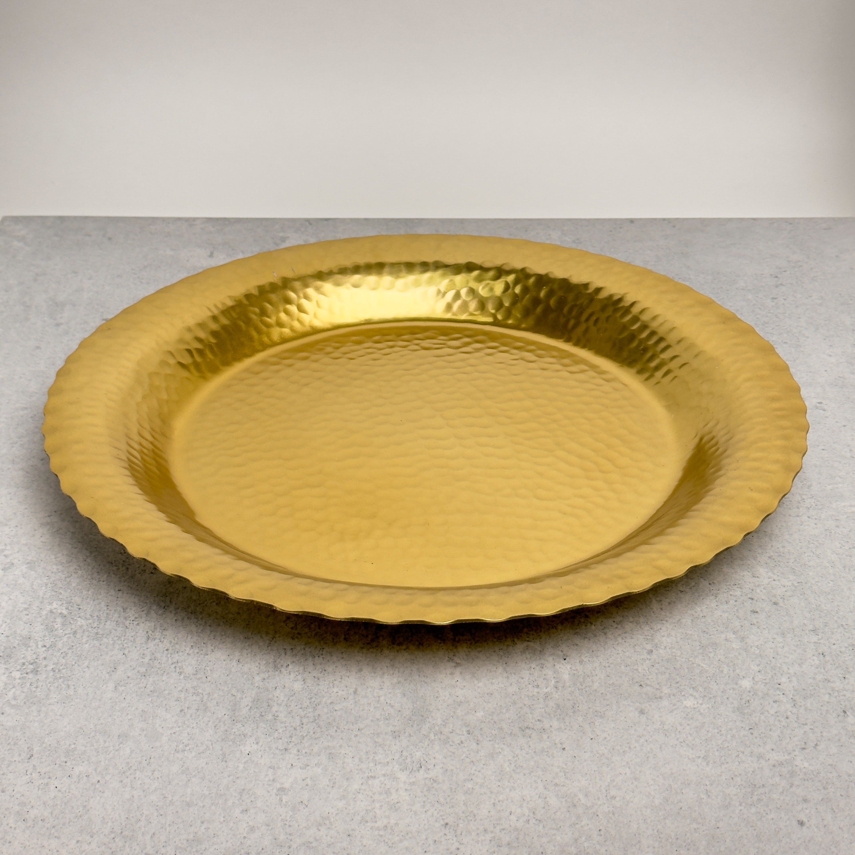 Gold Hammered Round Platter 15.5"