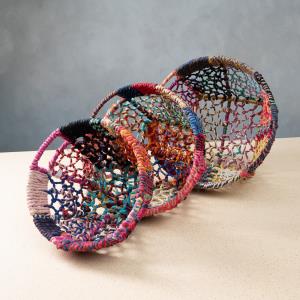 Colorful Open Jute Basket Small