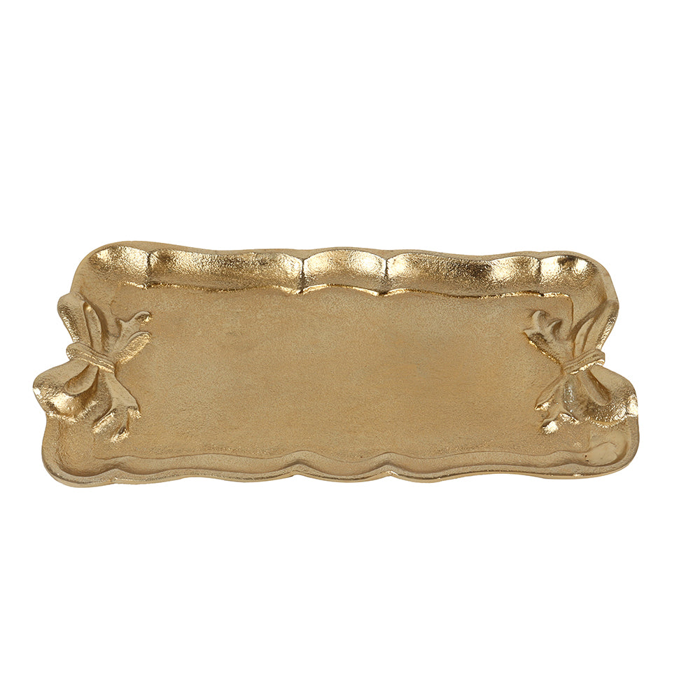 Gold Tray with Bow Accents - Large
