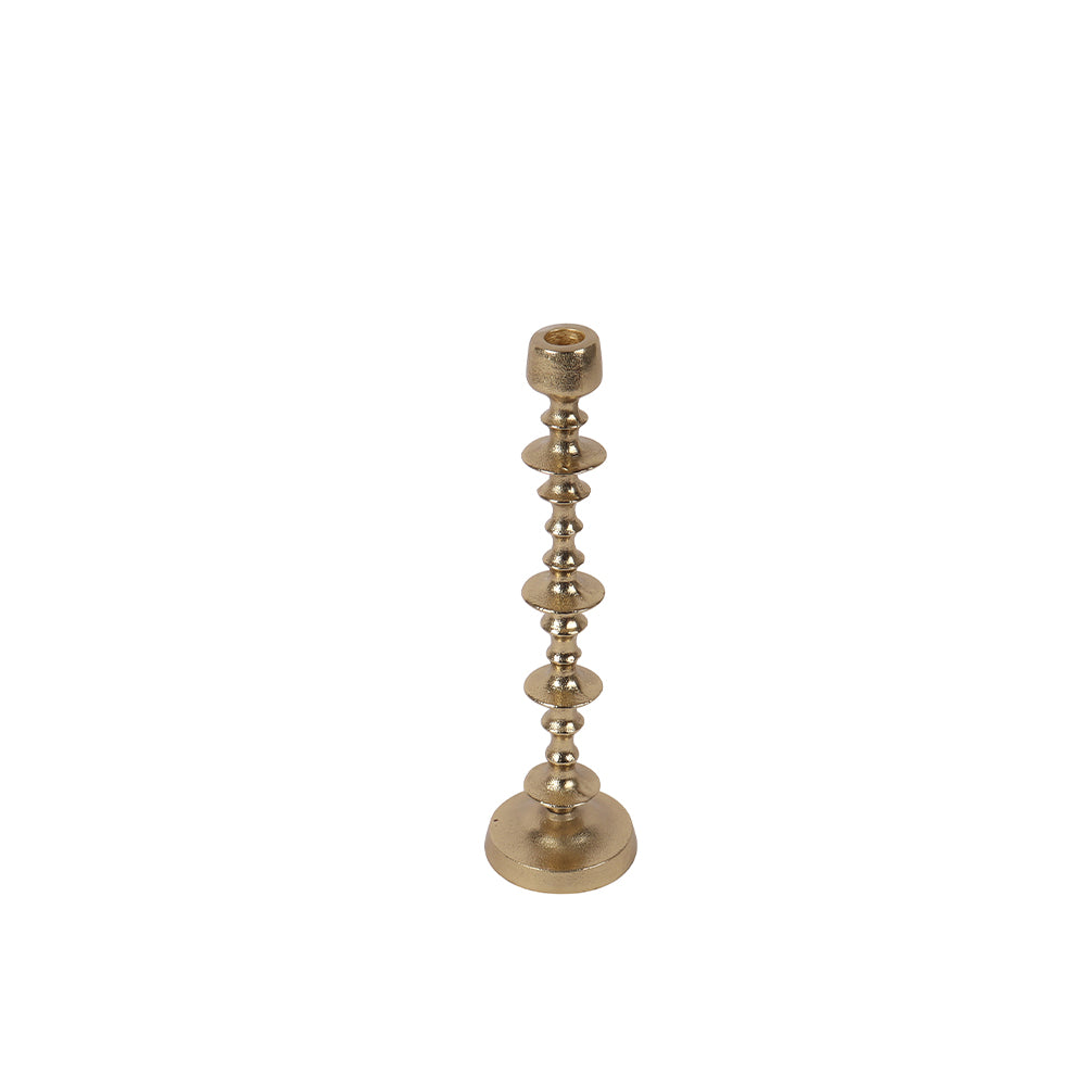 Gold Beaded 14" Candle Holder