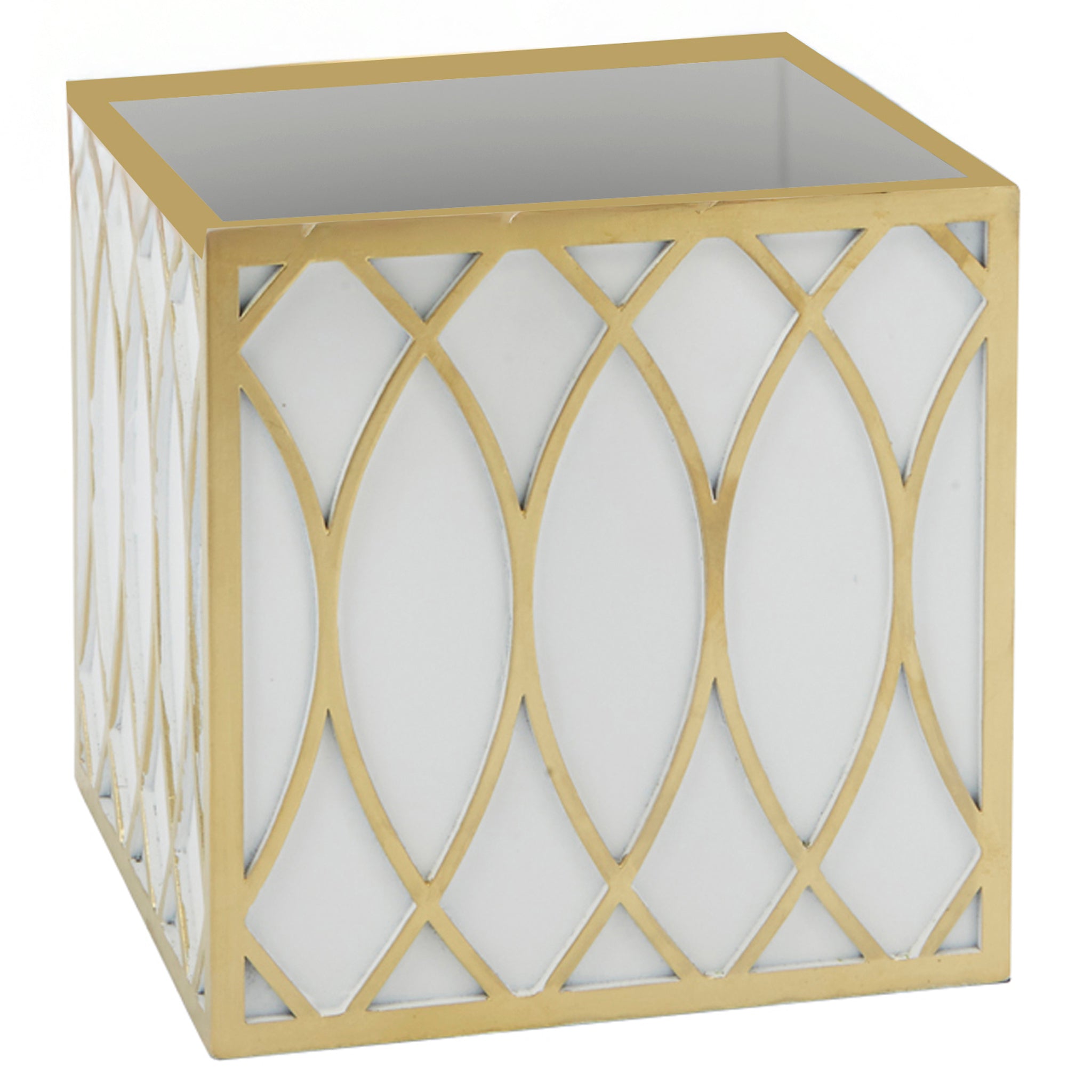 White And Gold Claire Square Planter