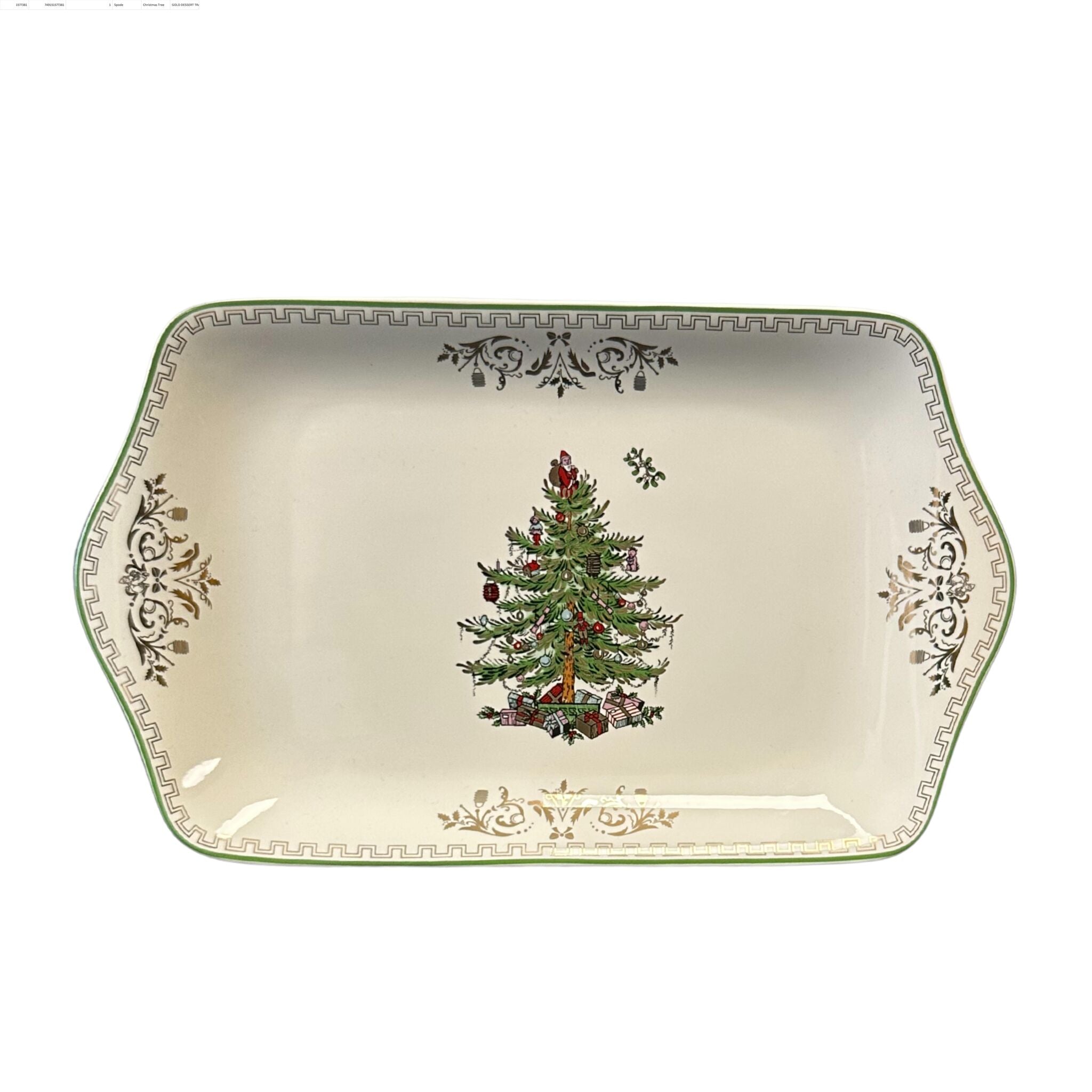 Christmas Tree Gold Dessert Tray 12"