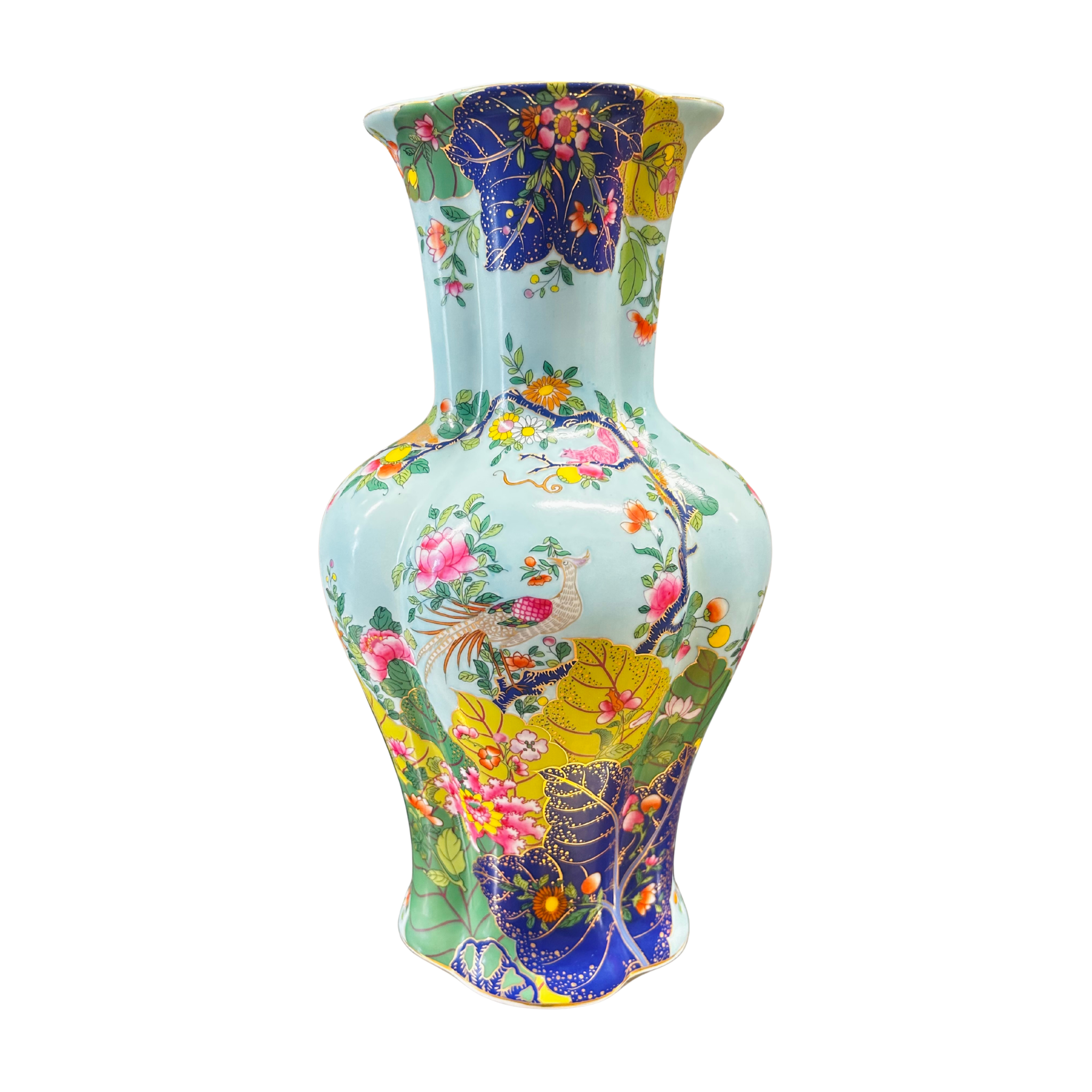 Turquoise Tobacco Leaf Mantel Vase