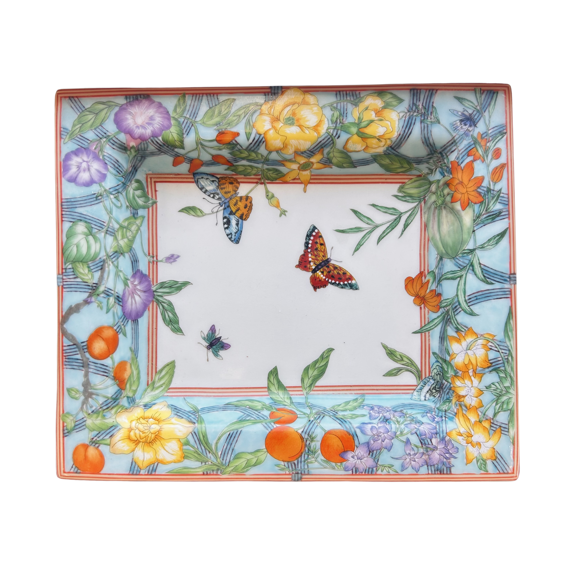 Turquoise Morning Glory Key Tray, 7.5"