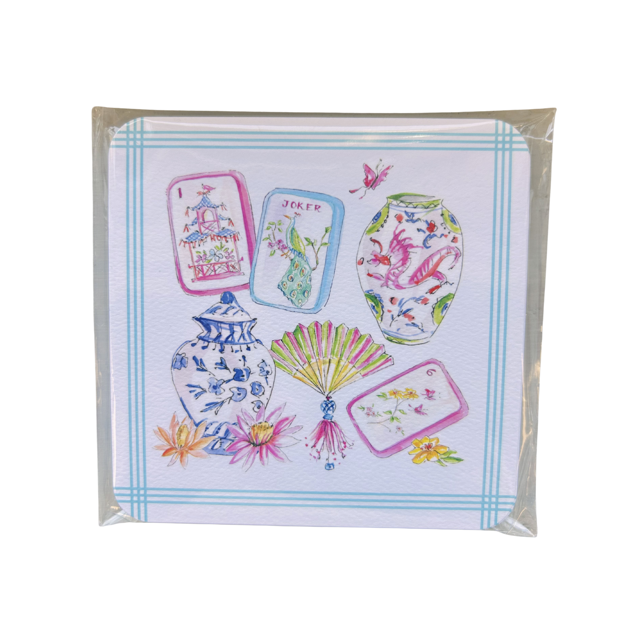Handpainted Mahjong Icons Die-Cut Coasters