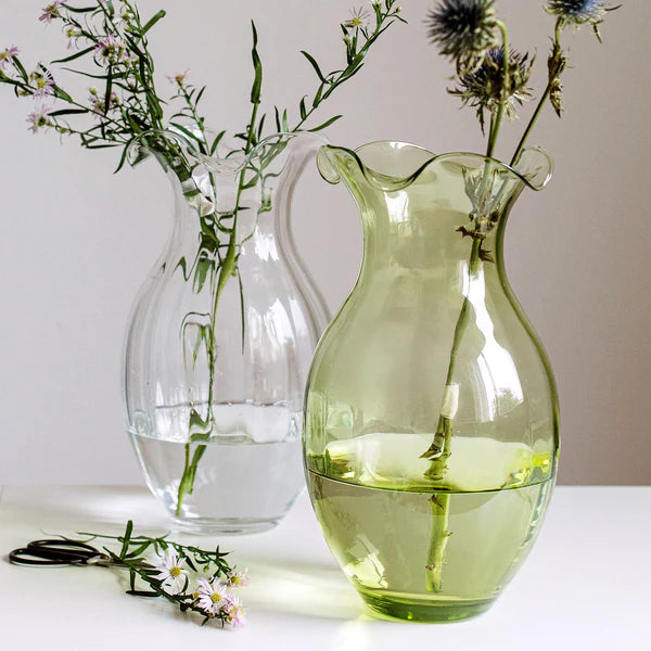 Hibiscus Glass Clear Vertical Fluted Large Vase