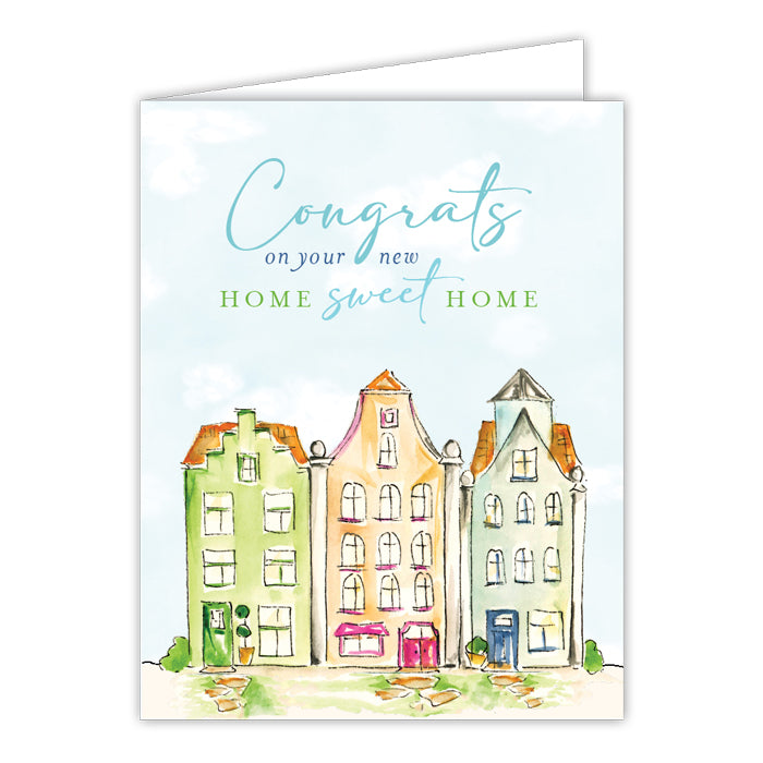 Handpainted Congrats on your New Home Sweet Home Greeting Card