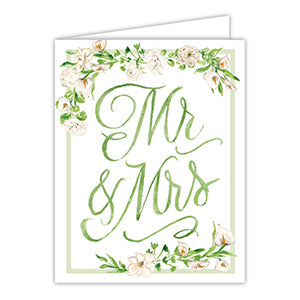 Mr. & Mrs. Floral Crest Handpainted Greeting Card