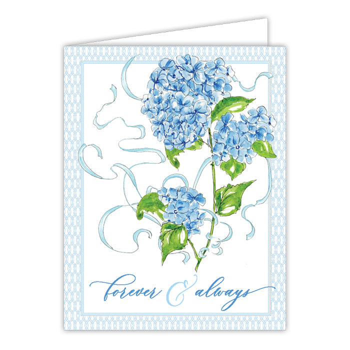 Forever & Always Blue Hydrangeas Handpainted Greeting Card
