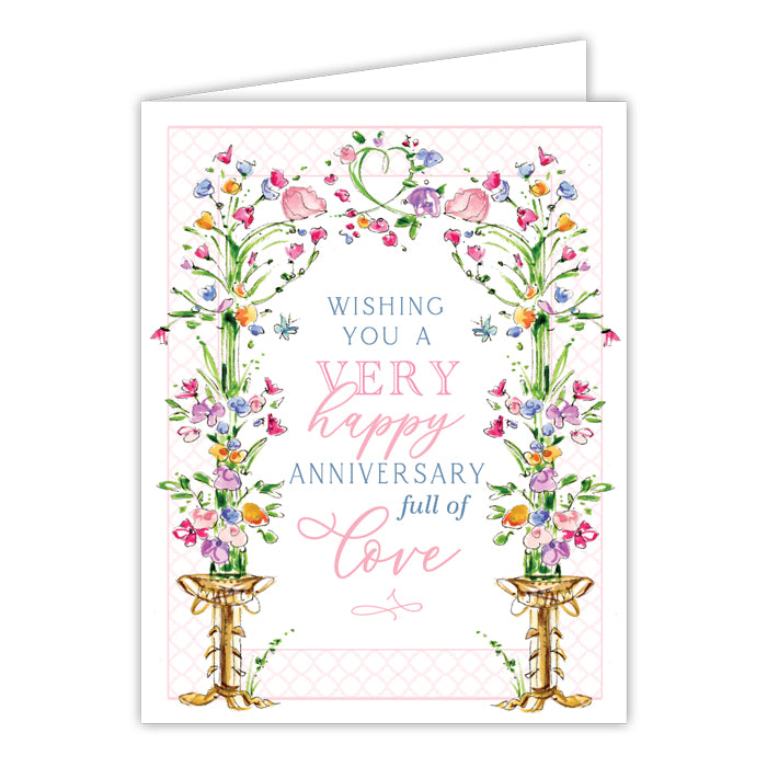 Handpainted Wishing You a Happy Anniversary Greeting Card