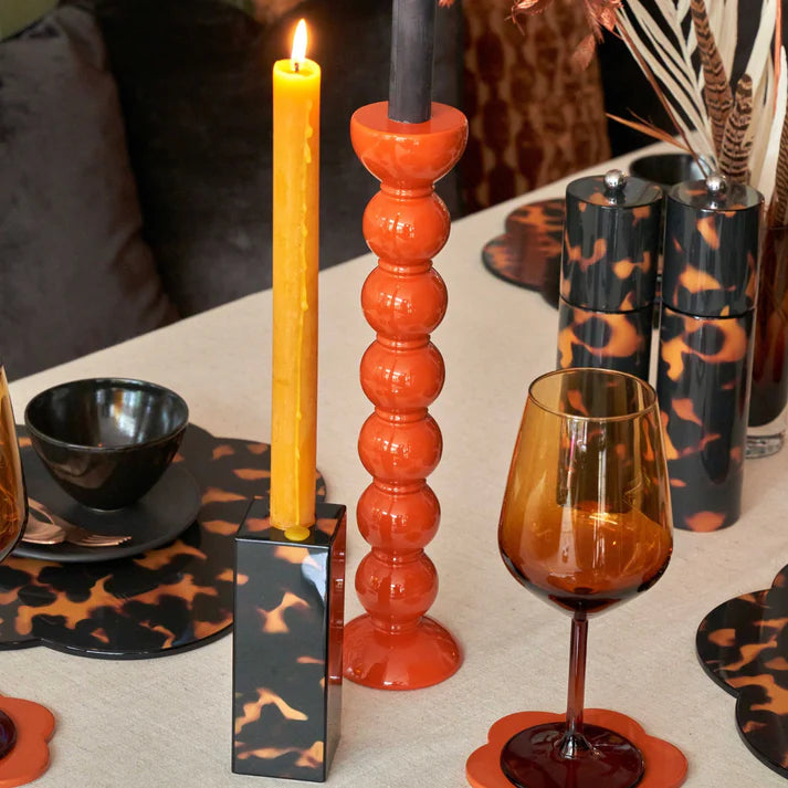 Faux Tortoiseshell Lacquer Medium Candlestick