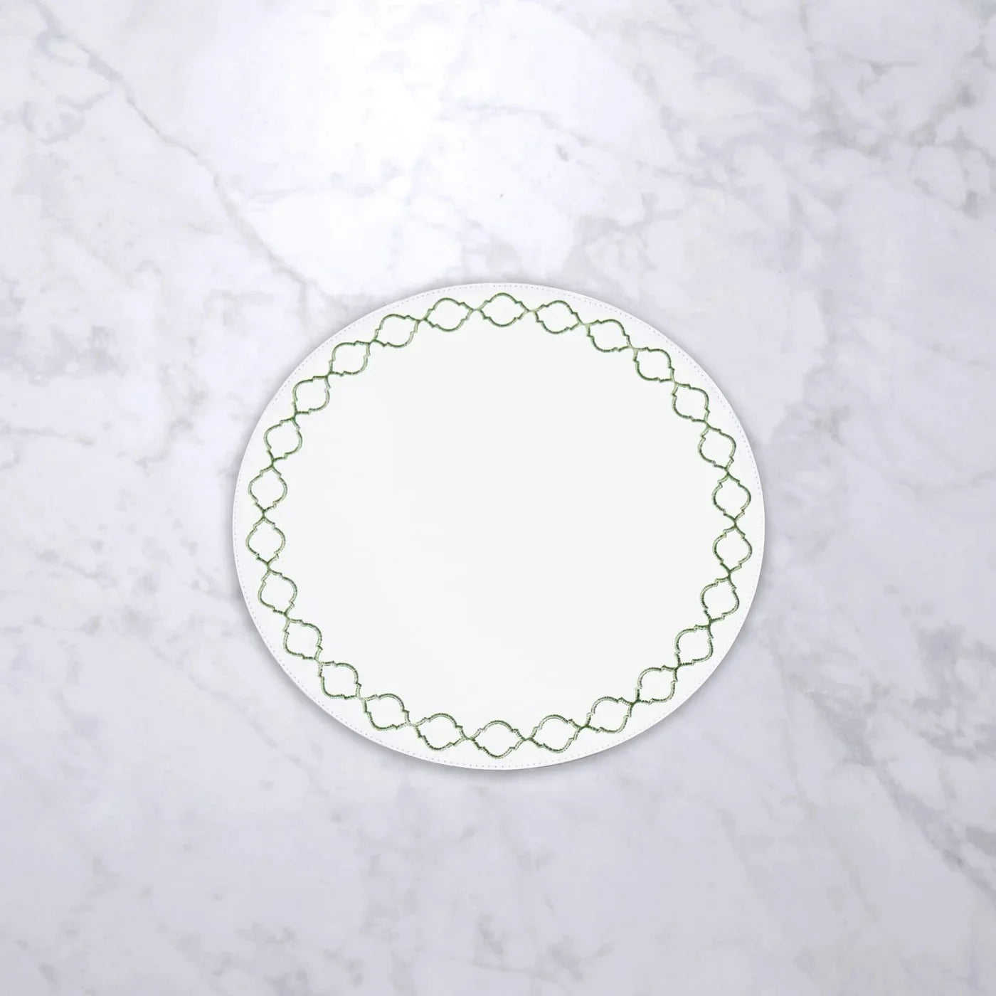 VIDA Round Embroidered Quatrefoil 15.5" Round Placemats | Set of 4