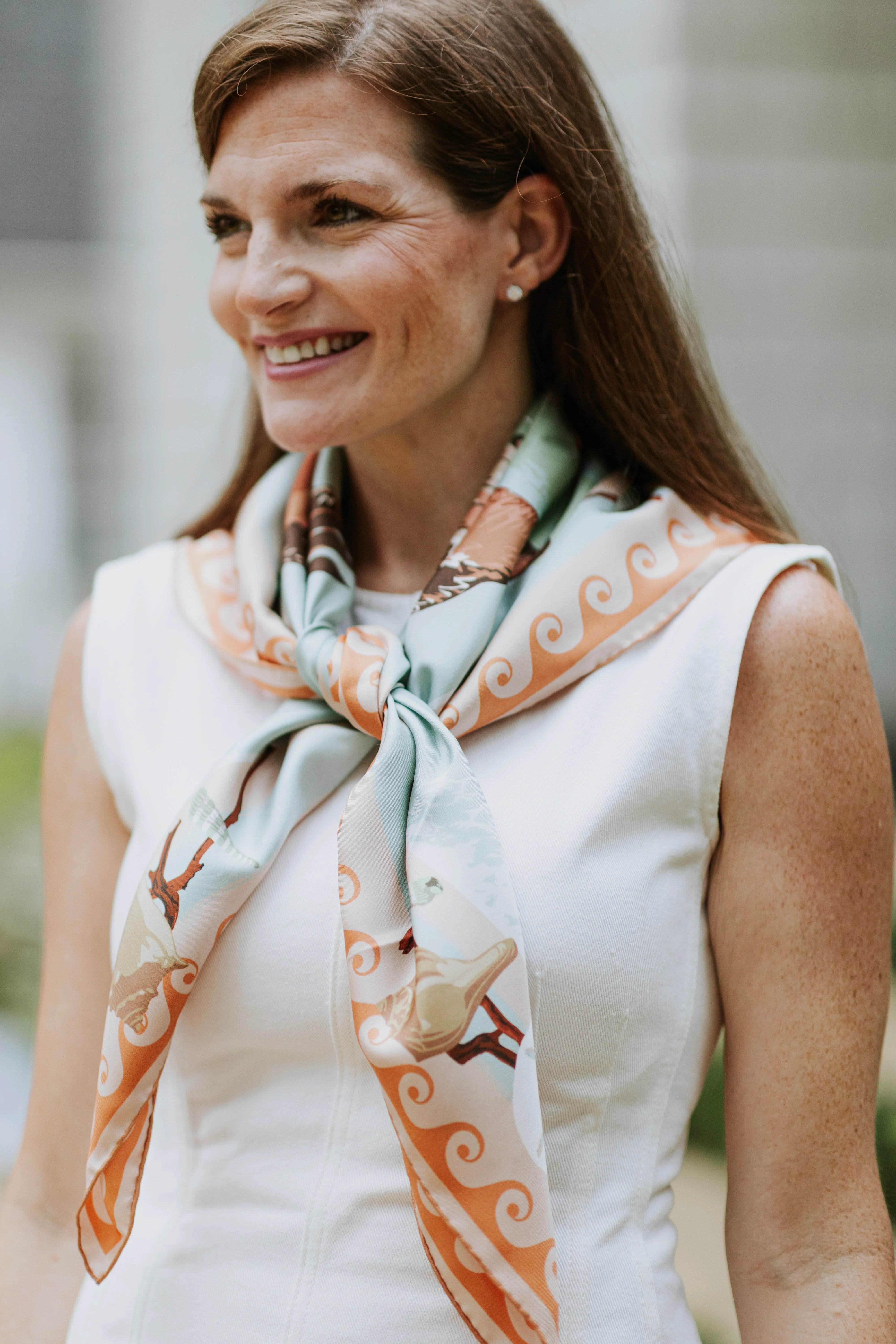 Blue & Gold Marsh Flyer Silk Scarf