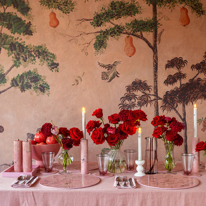 Pink Chinoiserie Candlestick