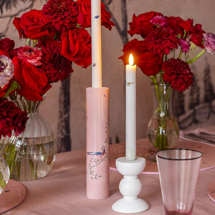 Pink Chinoiserie Candlestick