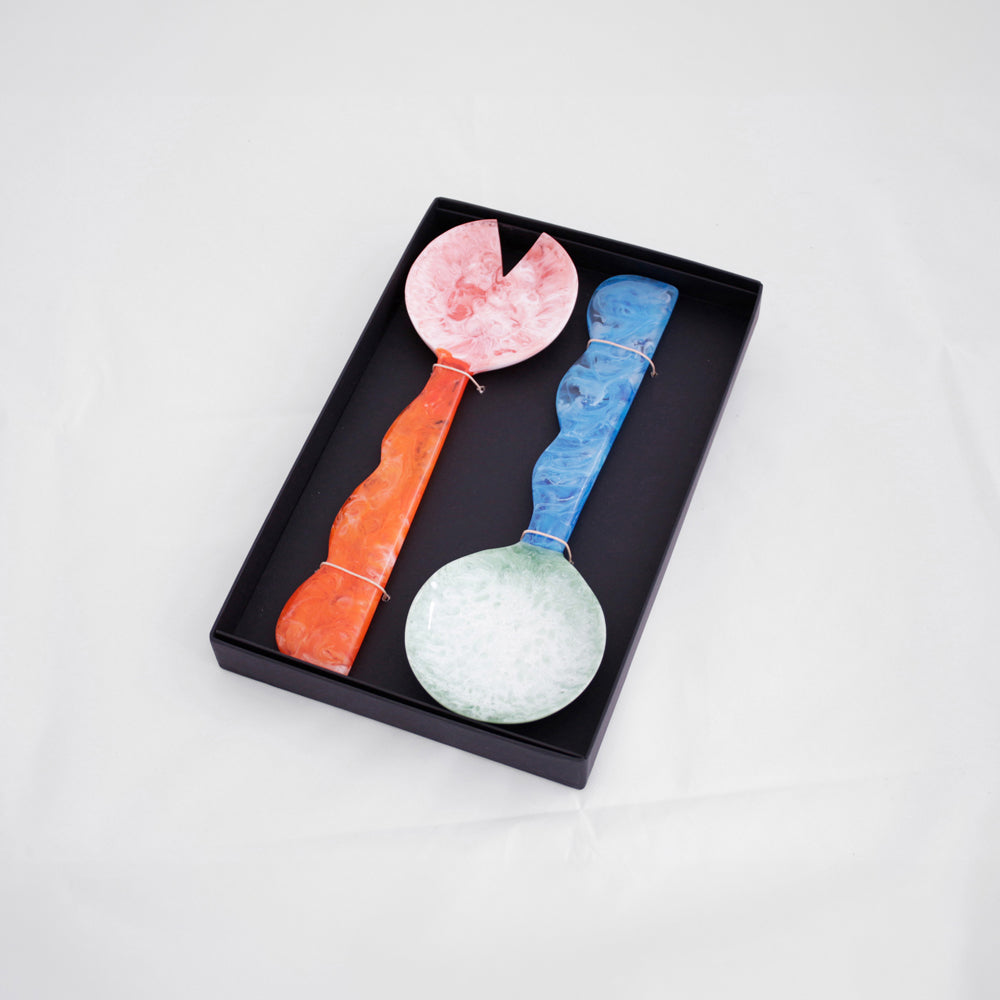 RESIN Rio Bubble Salad Servers (Orange and Blue)
