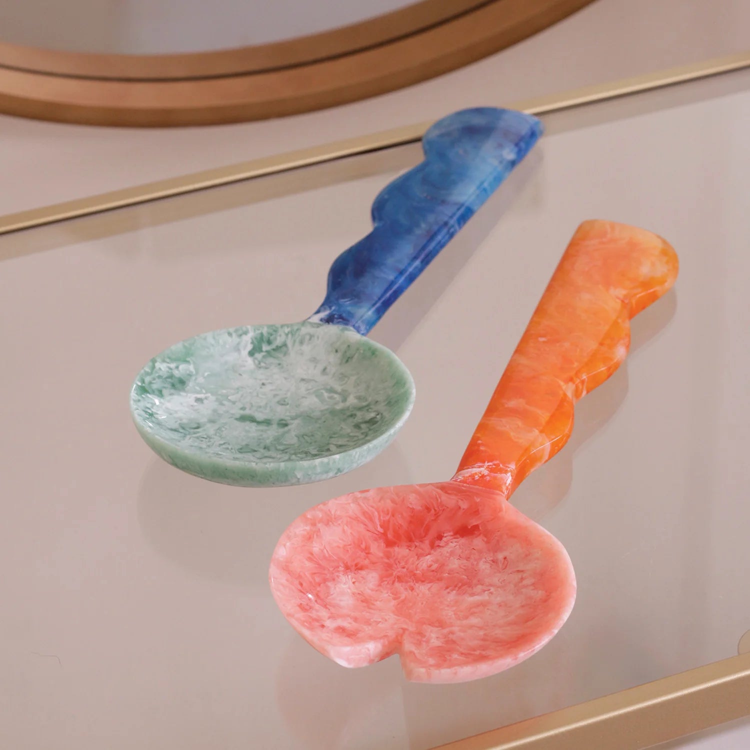 RESIN Rio Bubble Salad Servers (Orange and Blue)