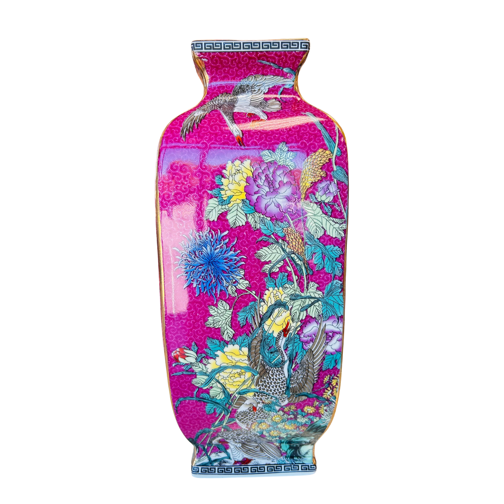 Pink Cloisonne Vase, 13.5"