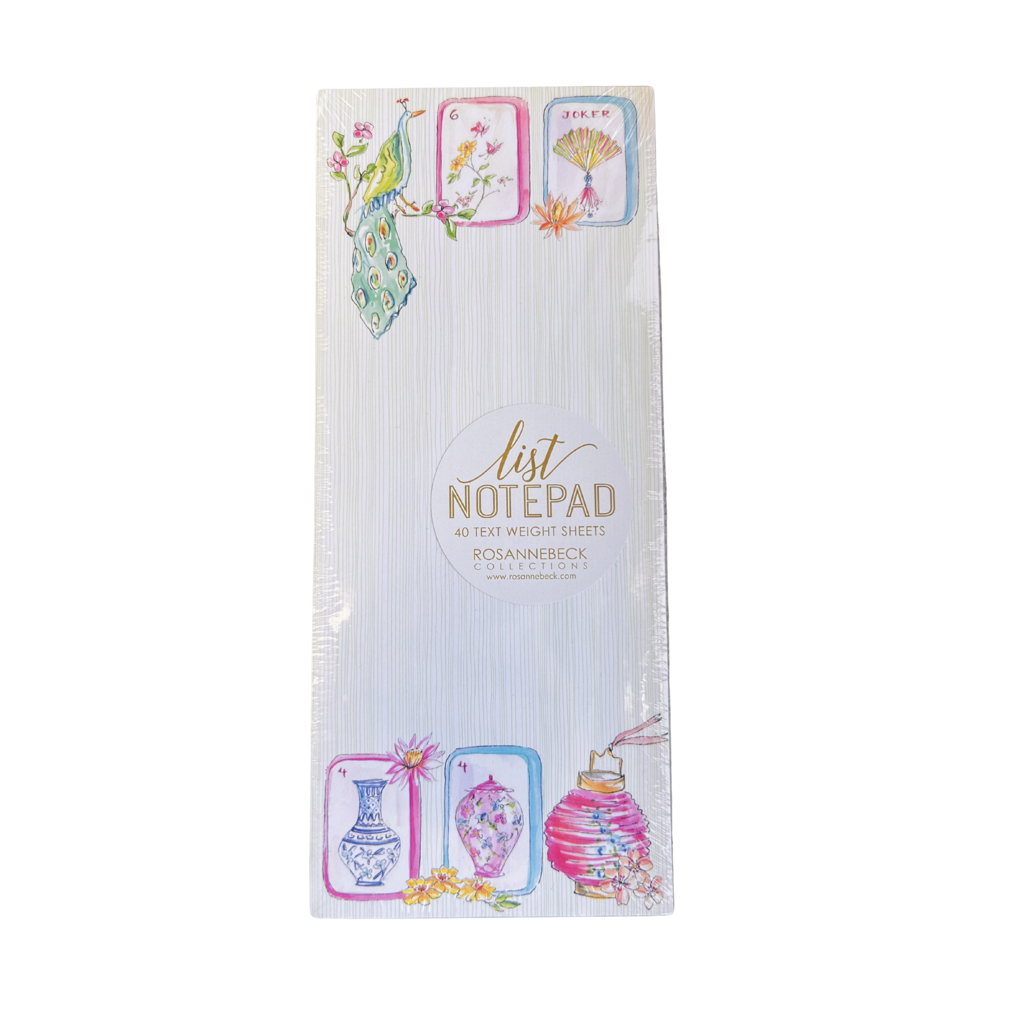 Handpainted Mahjong Tiles Bird Skinny Notepad