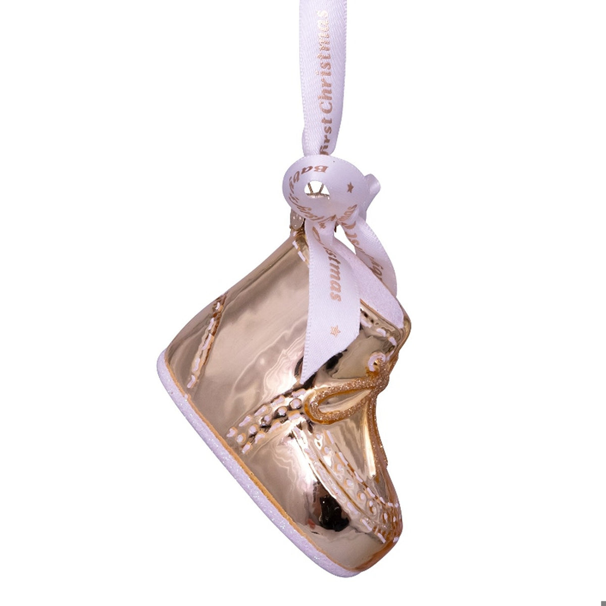 Gold Baby's First Christmas Shoe Ornament