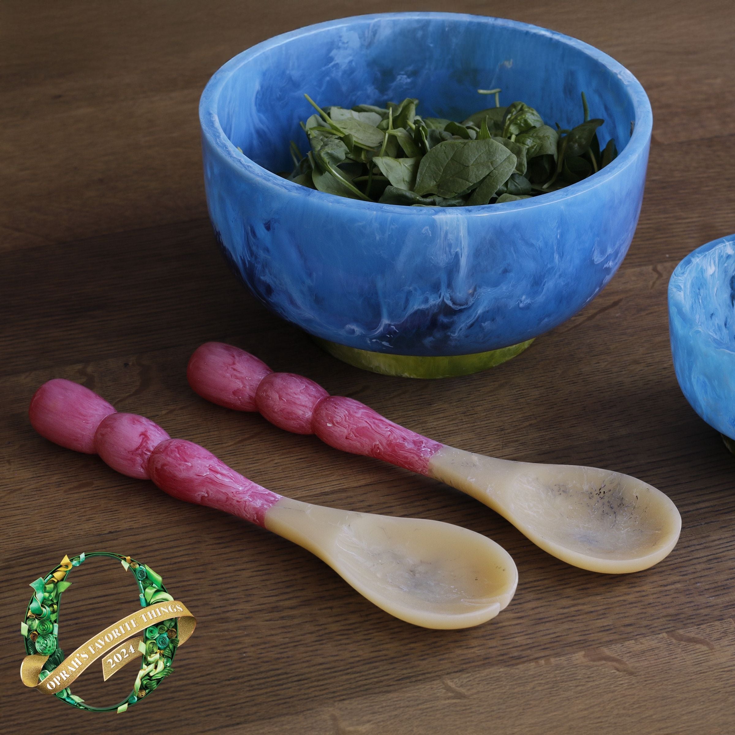 Resin Rio Large Bowls with Base (Blue and Green)