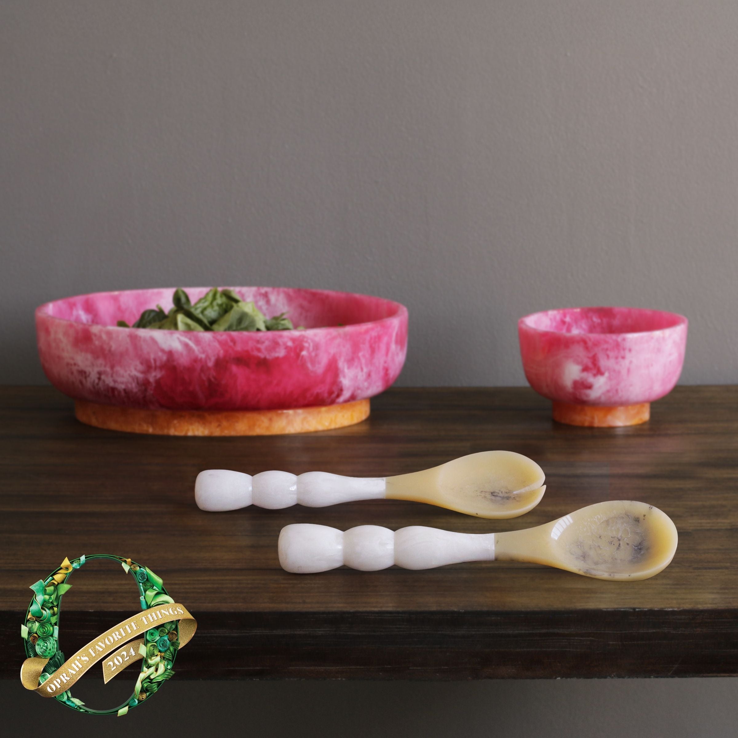 Resin Rio Small Bowls with Base (Pink and Orange)