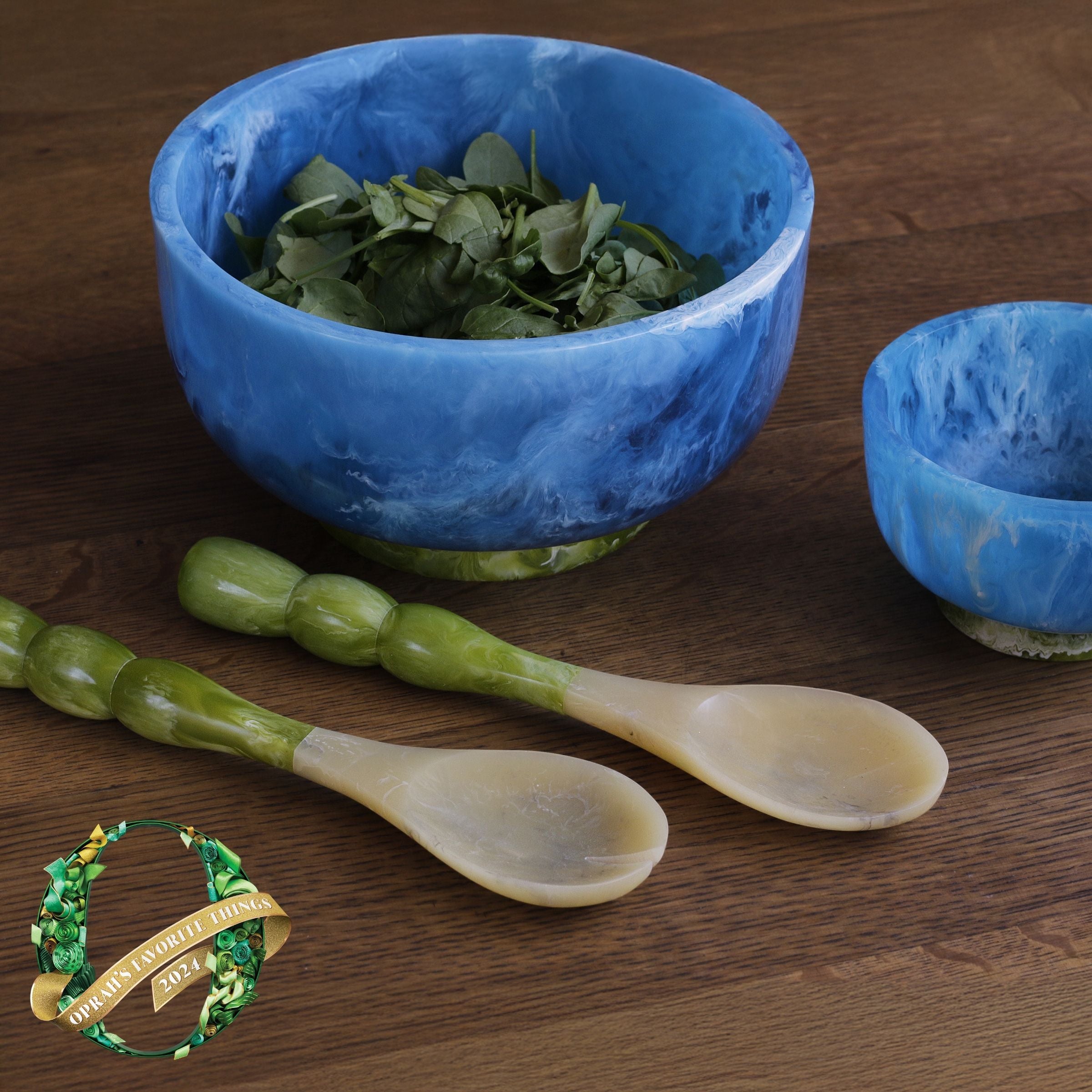 Resin Rio Small Bowls with Base (Blue and Green)