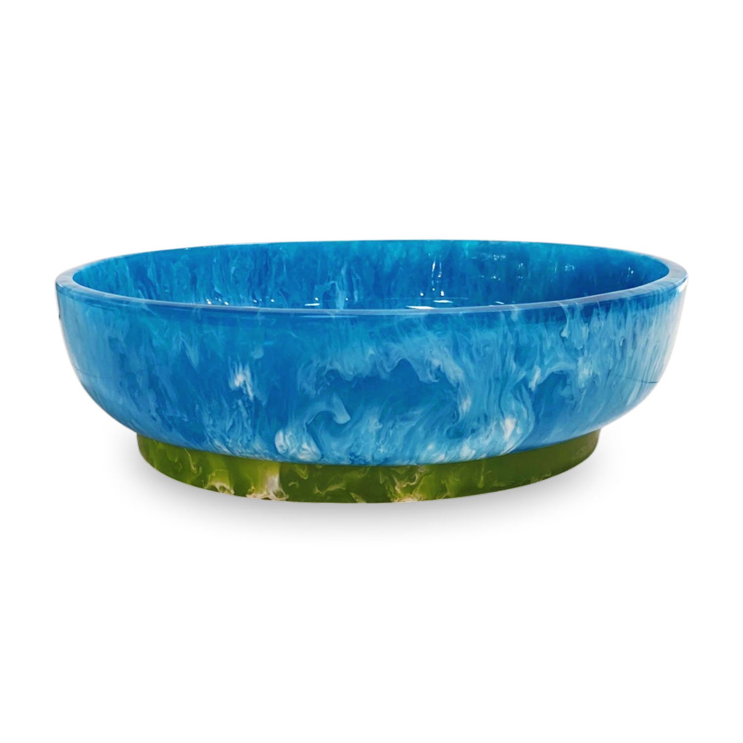 Resin Rio Large Oval Bowls with Base (Blue and Green)