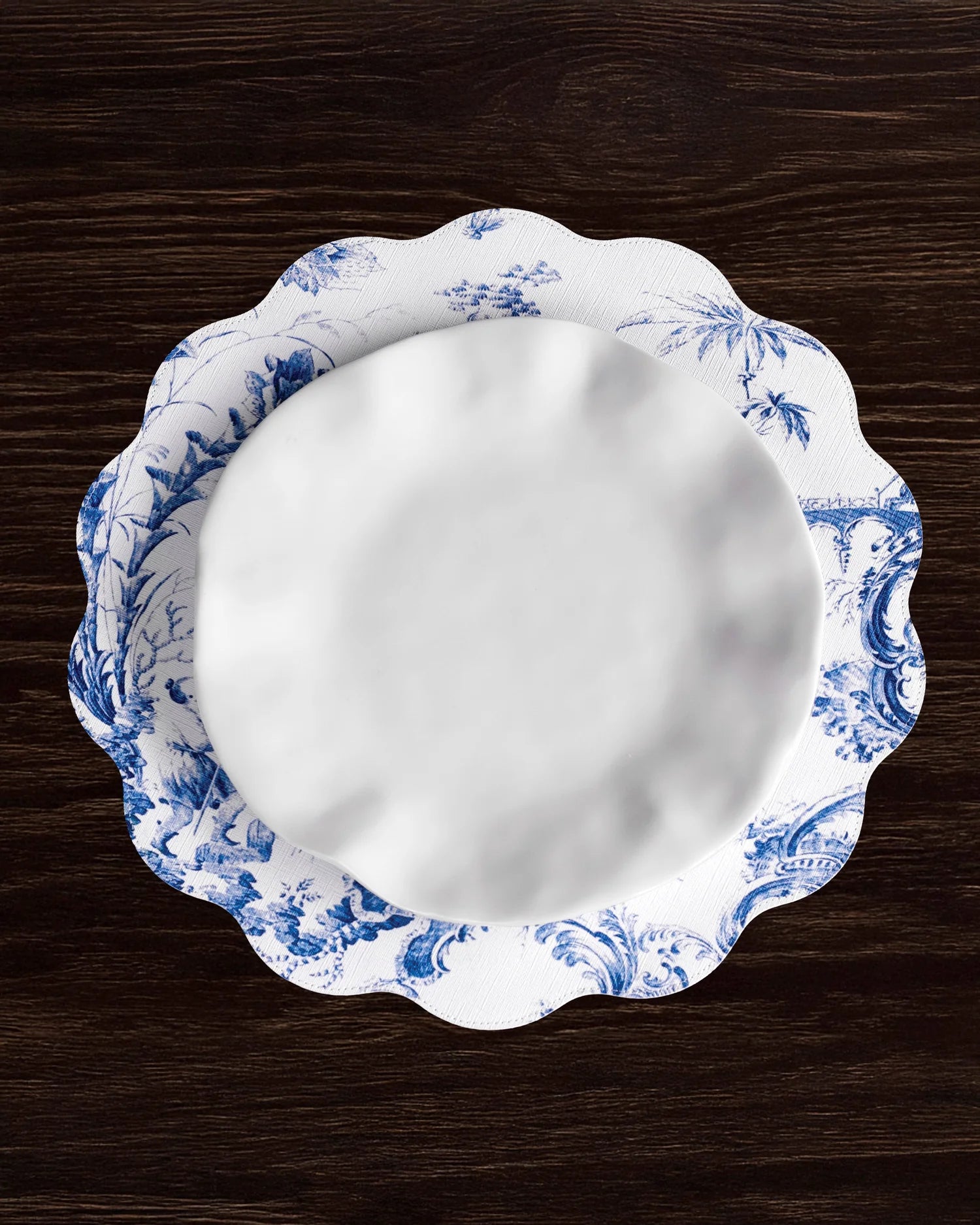 VIDA Blue & White Chinoiserie Reversible Round Placemats | Set of 4
