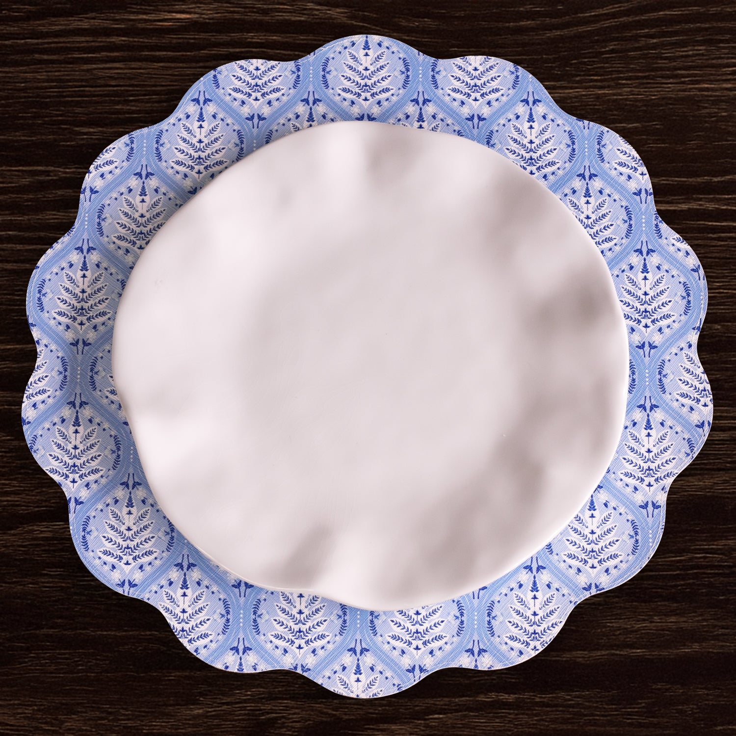 VIDA Blooms & Branches Reversible Round Placemats (Navy and Green)