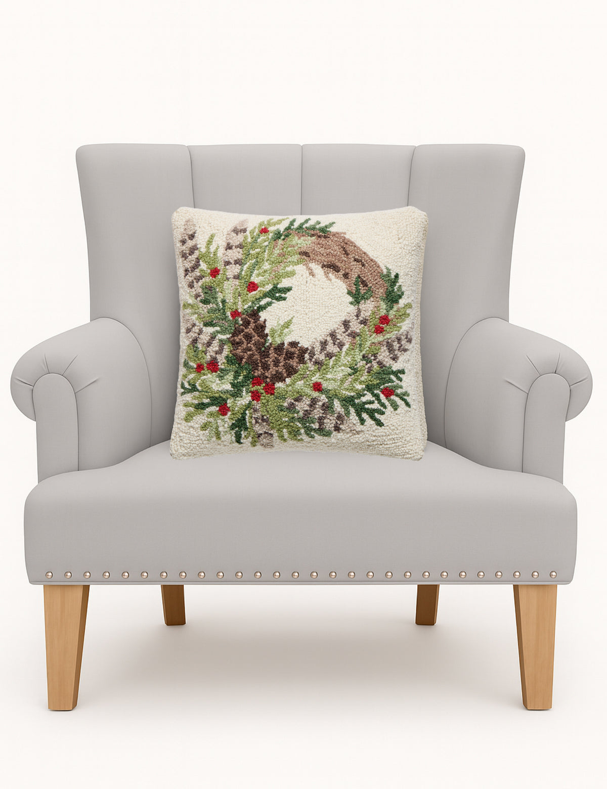 Pheasant Feather Wreath Hook Pillow