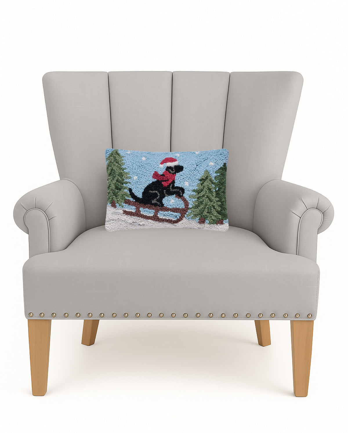 Lab On Sled Hook Pillow