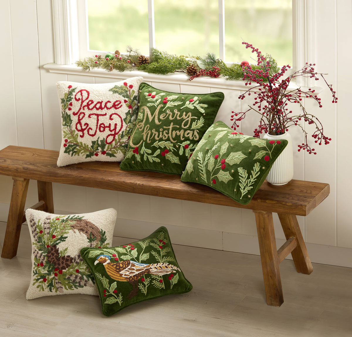 Pheasant Feather Wreath Hook Pillow