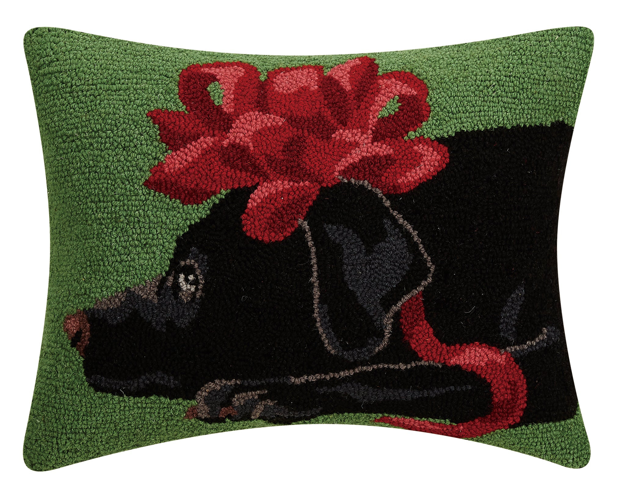 Black Lab Bow Hook Pillow