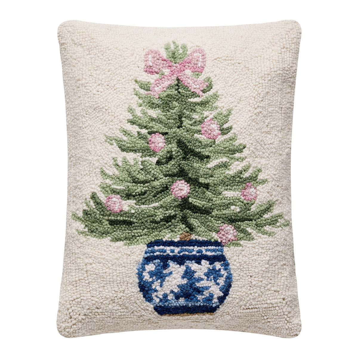 Christmas Tree in Blue and White Pot Hook Pillow