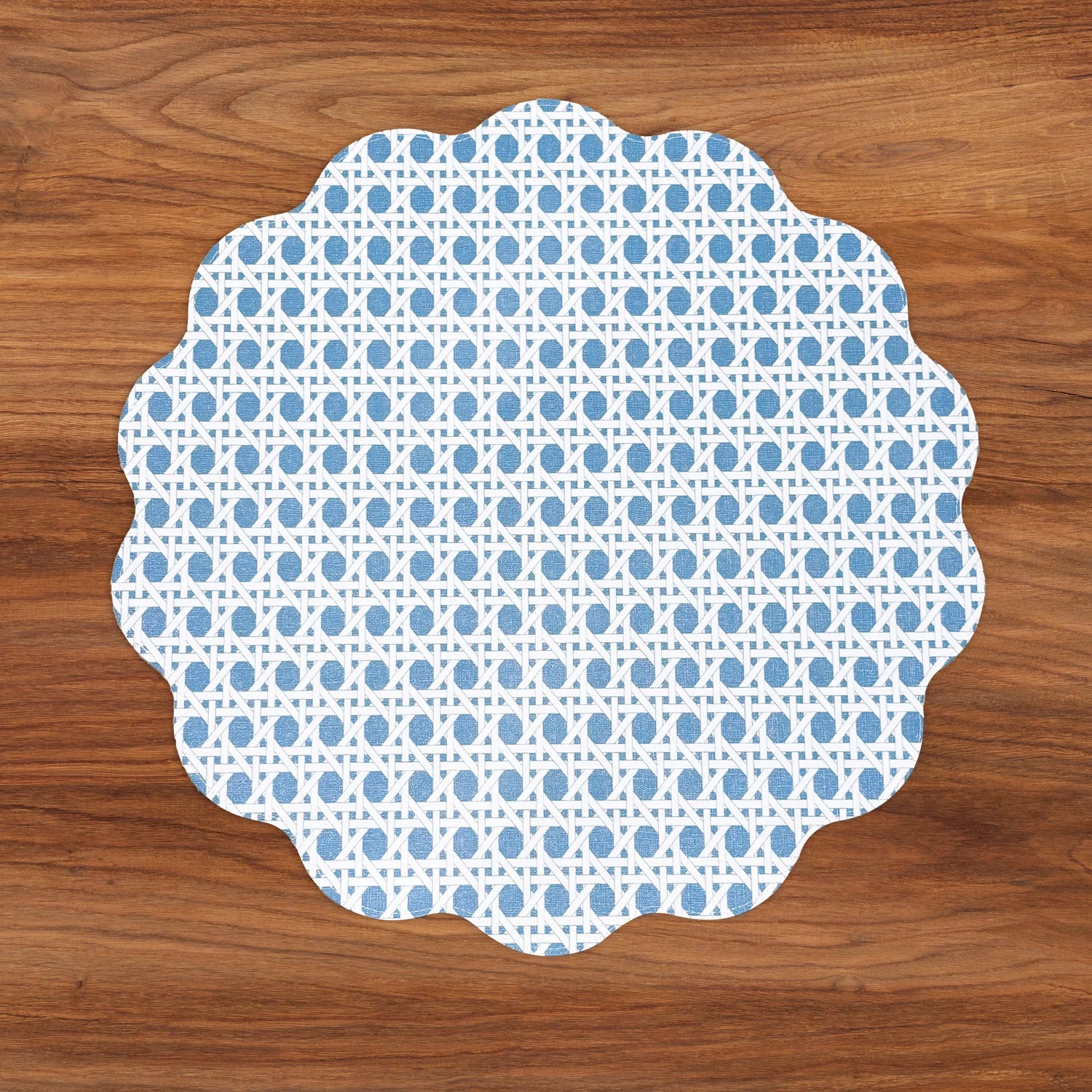 VIDA Sealife and Rattan Reversible Round Placemats Set of 4 Blue & Pink