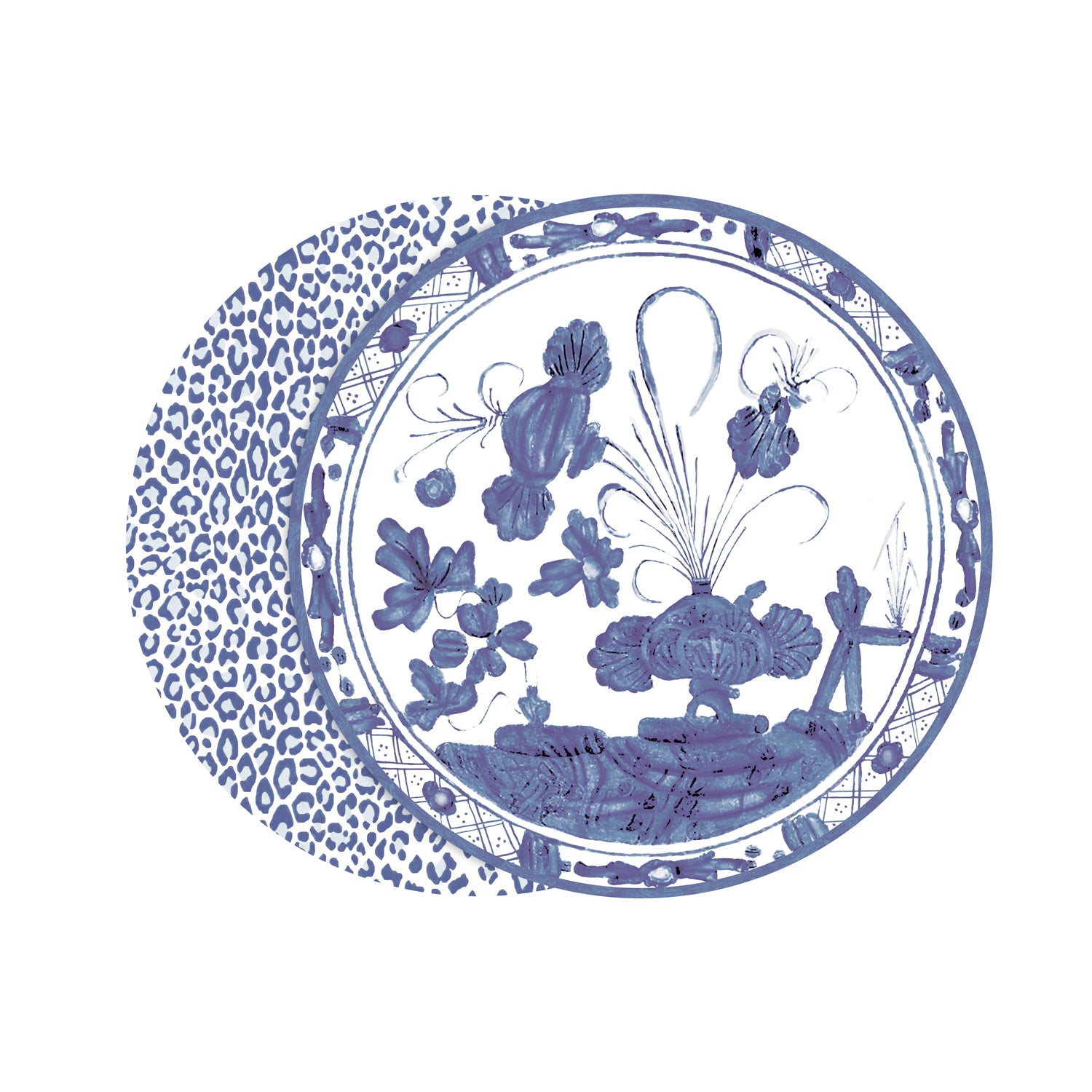 VIDA Faenza and Cheetah Reversible Round Placemats | Set of 4