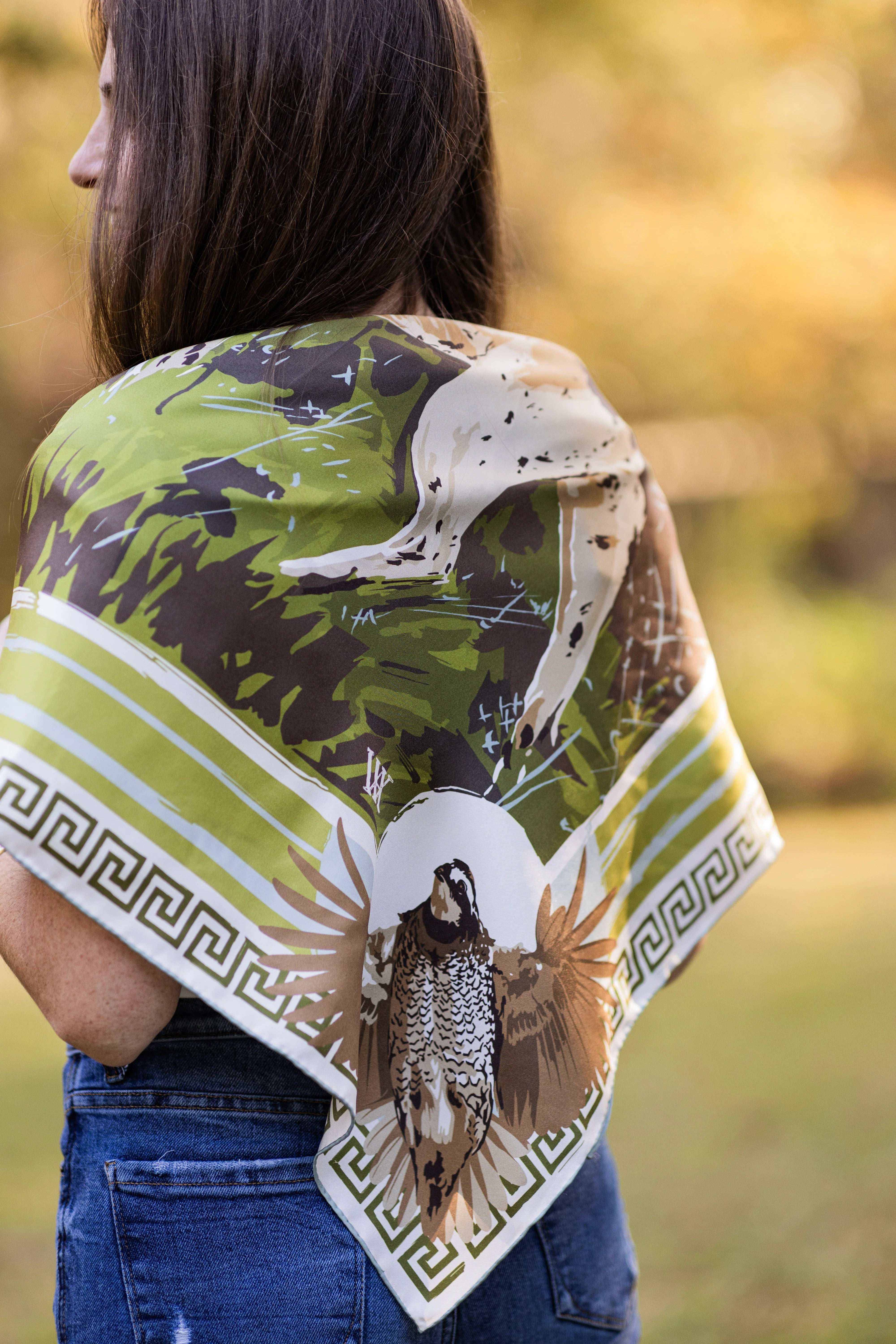 Teal Lily Pad Doe Silk Scarf