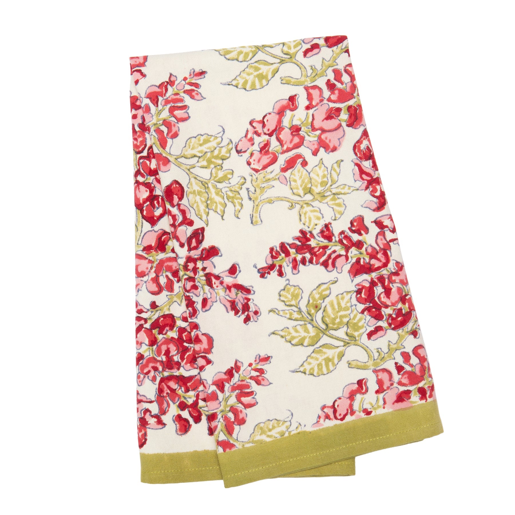Wisteria Green & Pink Tea Towel