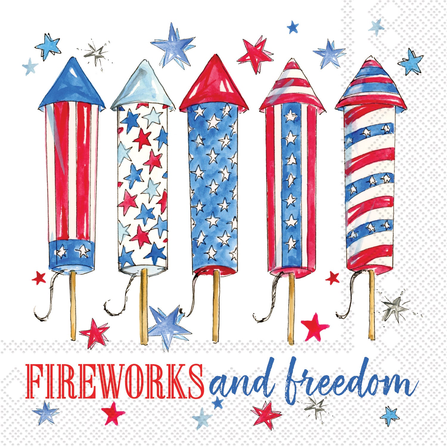 Fireworks & Freedom Paper Cocktail Napkin