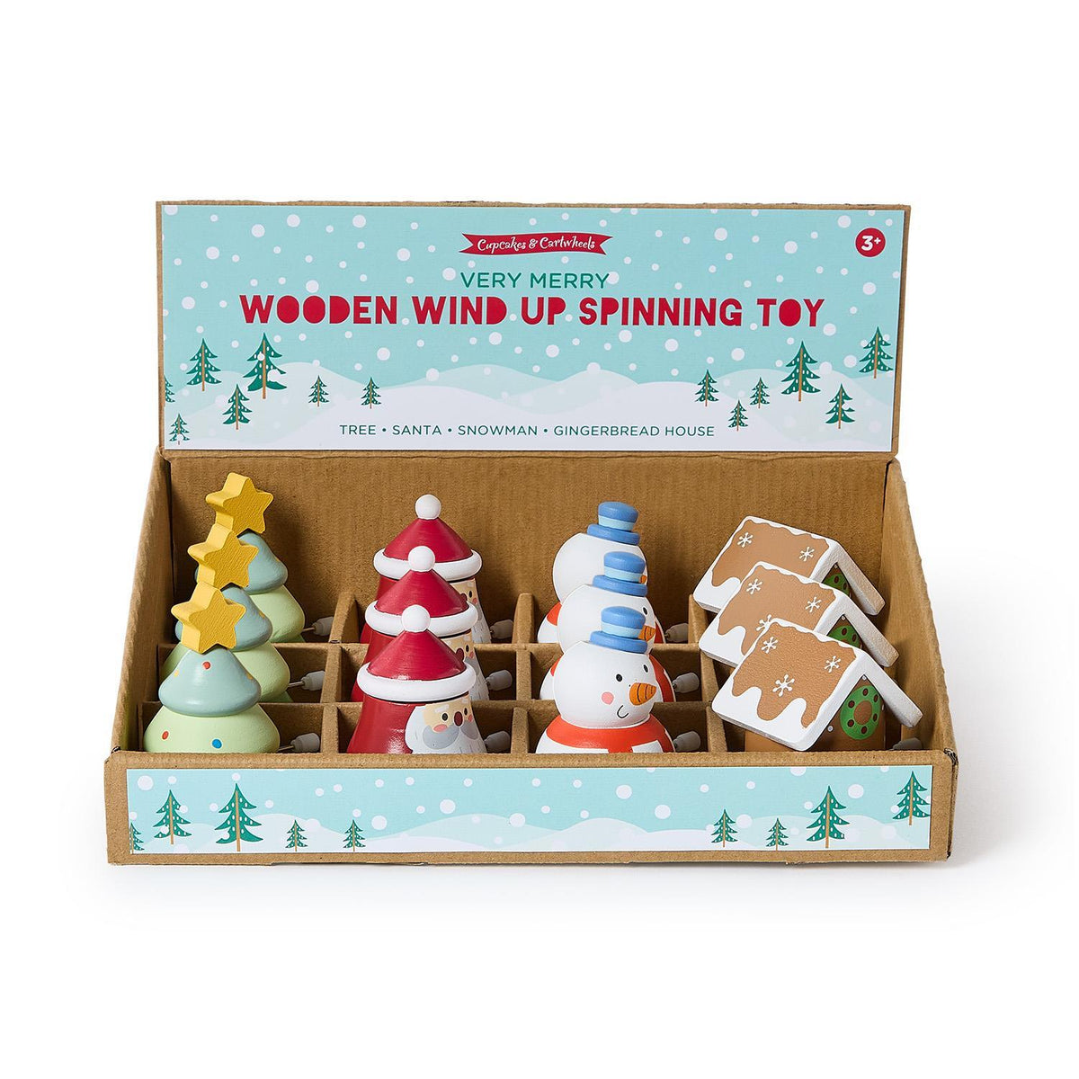 Holiday Wooden Wind-Up Spinning Toy