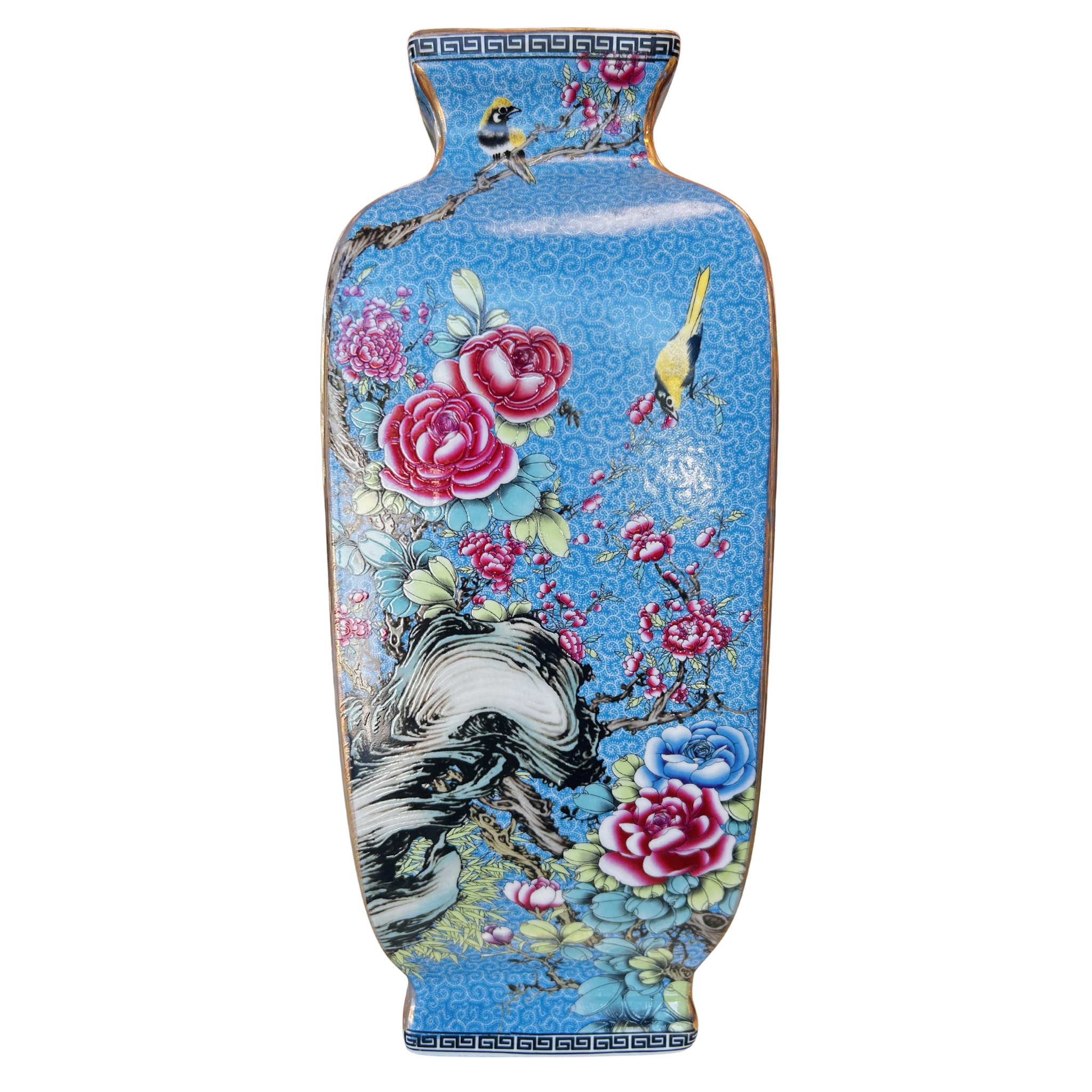Light Blue Cloisonné Vase, 13.5"