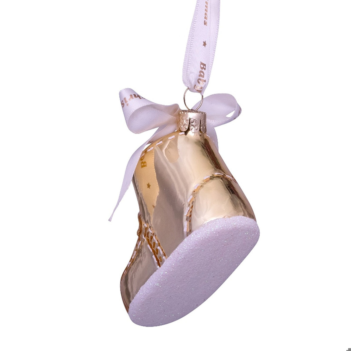 Gold Baby's First Christmas Shoe Ornament