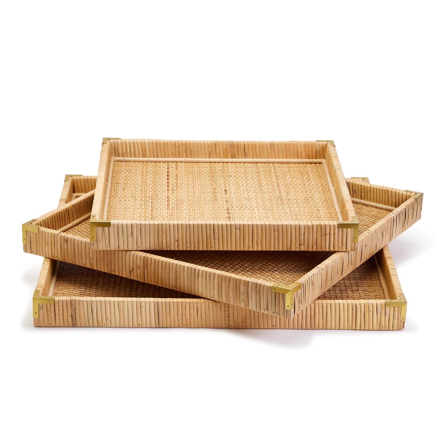 Natural Rattan Oversized Square Tray