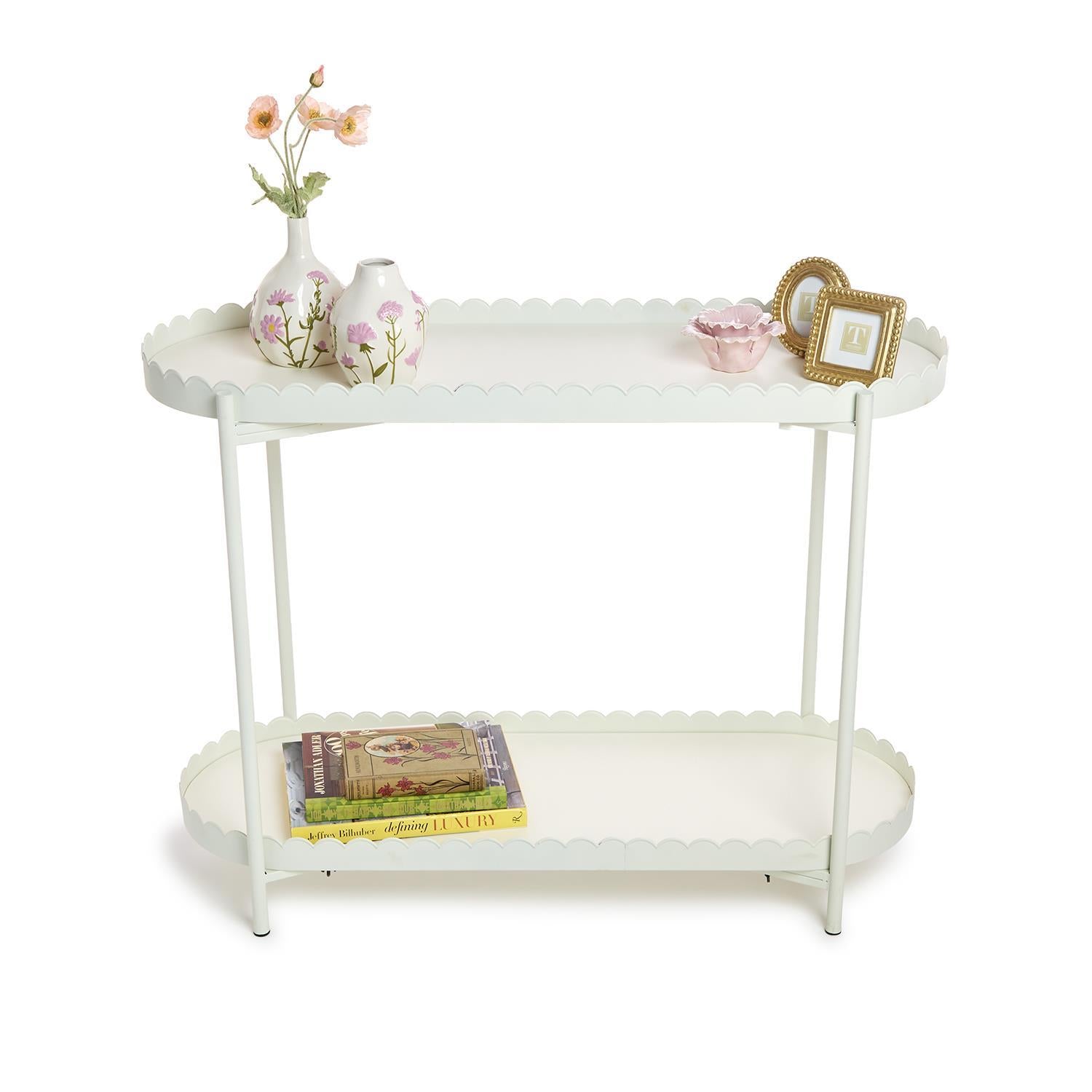 Scallop Edge Double Shelf Accent Table (packed KD) - Metal/MDF