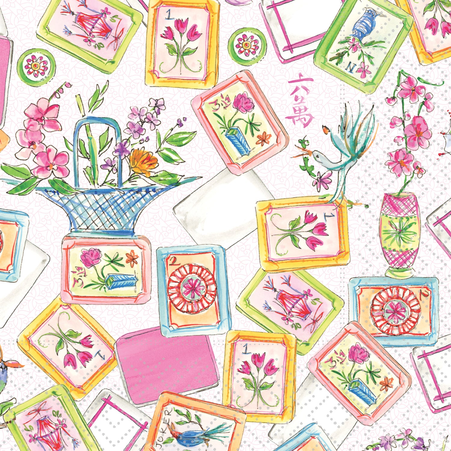 Mahjong All Over Paper Cocktail Napkins