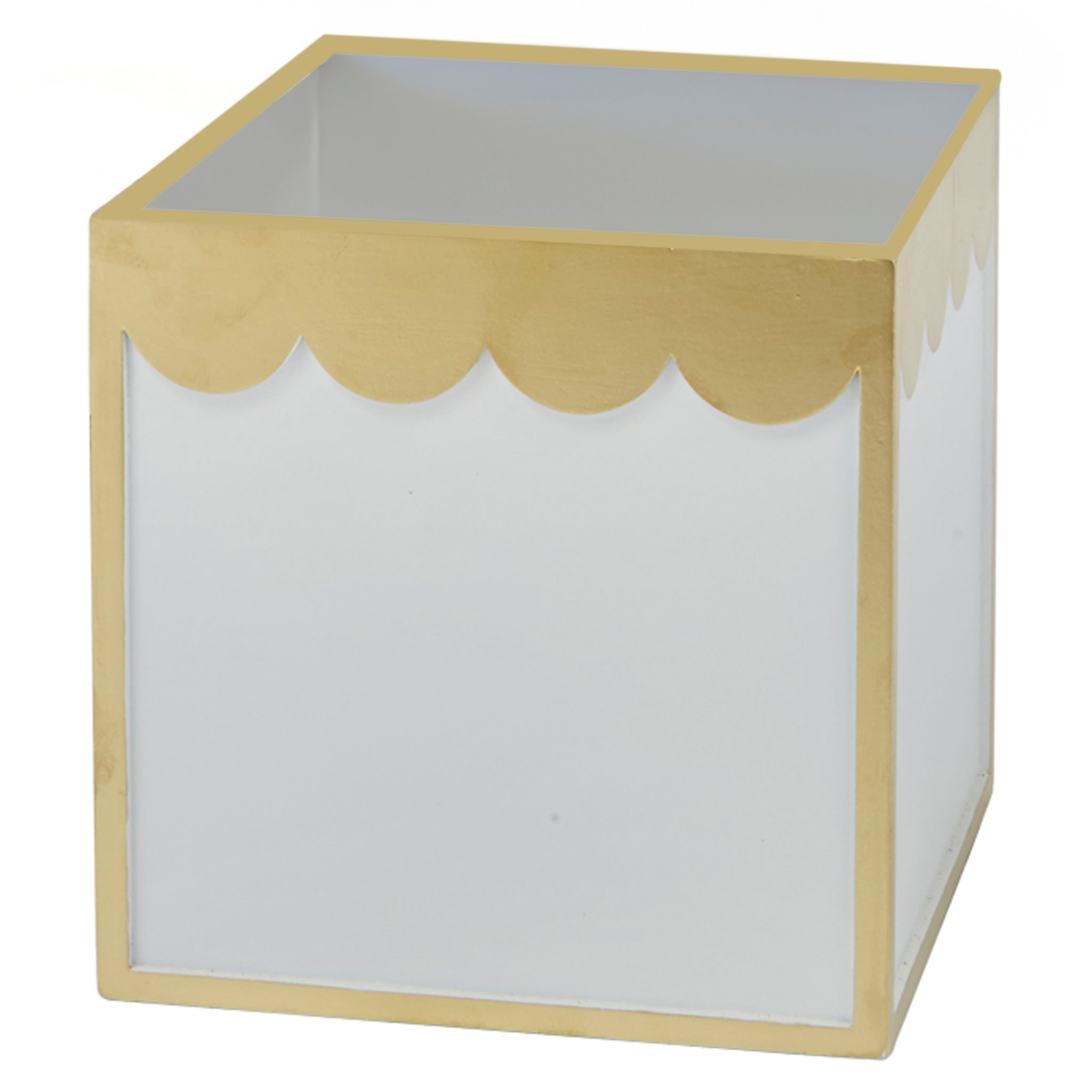 White And Gold Scalloped Square Planter